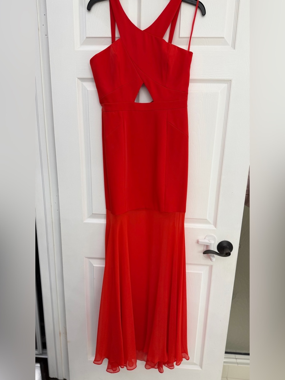 NWT BCBGMAXAZRIA Ria Red Cutout Chiffon Gown #formal